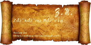 Zákány Mária névjegykártya