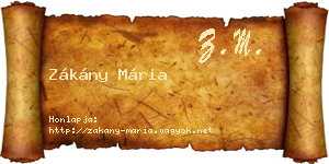 Zákány Mária névjegykártya